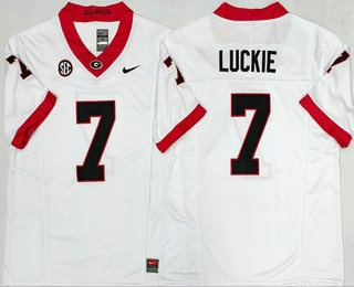 Men's Georgia Bulldogs #7 Lawson Luckie Limited White FUSE College Football Jersey