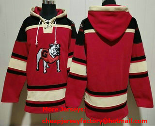 Men's Georgia Bulldogs Blank Red Ageless Must Have Lace Up Pullover Hoodie