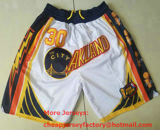 Men's Golden State Warriors #30 Stephen Curry White 2022 NBA Finals Champions Just Don Swingman Shorts