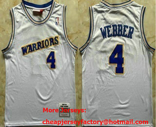 Men's Golden State Warriors #4 Chris Webber White 1993-94 Throwback Swingman Jersey