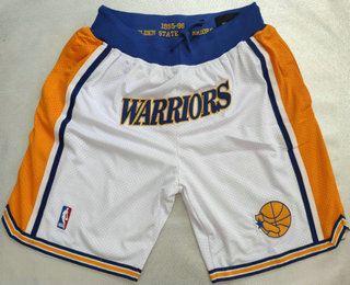Men's Golden State Warriors White 1995-96 Just Don Swingman Throwback Shorts