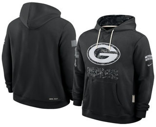 Men's Green Bay Packers Black 2026 Salute to Service Sideline Pullover Hoodie