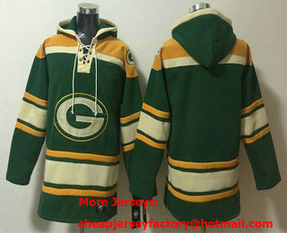 Men's Green Bay Packers Blank Green Lace Up Pullover Hoodie