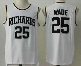 Men's Harold L. Richards High School #25 Dwyane Wade White Soul Swingman Basketball Jersey