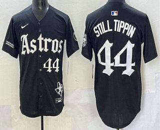 Men's Houston Astros #44 Still Tippin Black Gothic Houston Born Barrio Raised Limited Stitched Baseball Jersey