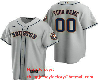 Men's Houston Astros Customized Gray Team Logo Cool Base Jersey