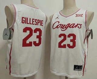 Men's Houston Cougars #23 Delrecco Gillespie White Cougars College Basketball Jersey