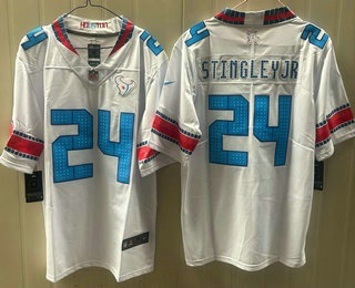 Men's Houston Texans #24 Derek Stingley Jr White 2026 Vapor Rivalries Collection Limited Stitched Jersey