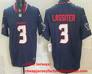 Men's Houston Texans #3 Kamari Lassiter Limited Navy Vapor Jersey