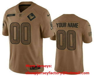 Men's Houston Texans Active Player Custom 2023 Brown Salute To Service Limited Stitched Jersey