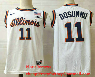 Men's Illinois Fighting Illini #11 Ayo Dosunmu White College Basketball Jersery