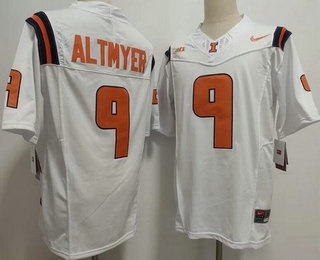 Men's Illinois Fighting Illini #9 Luke Altmyer Limited White College Football Jersey