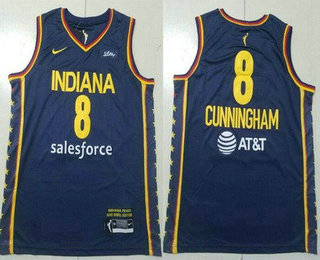 Men's Indiana Fever #8 Sophie Cunningham Navy Sponsor Swingman Jersey