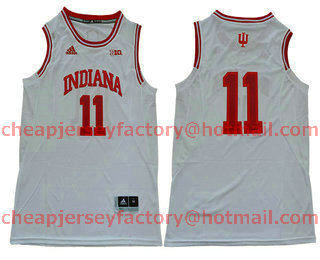 Men's Indiana Hoosiers #11 Isiah Thomas White College Basketball Jersey
