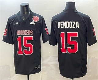Men's Indiana Hoosiers #15 Fernando Mendoza Black FUSE National Champions Patch College Football Jersey