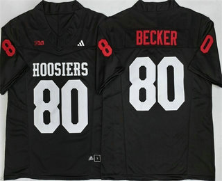 Men's Indiana Hoosiers #80 Charlie Becker Black FUSE Alternate College Football Jersey