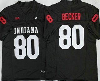 Men's Indiana Hoosiers #80 Charlie Becker Black FUSE College Football Jersey