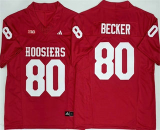 Men's Indiana Hoosiers #80 Charlie Becker Red FUSE Alternate College Football Jersey