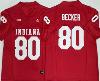 Men's Indiana Hoosiers #80 Charlie Becker Red FUSE College Football Jersey
