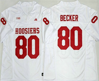 Men's Indiana Hoosiers #80 Charlie Becker White FUSE Alternate College Football Jersey