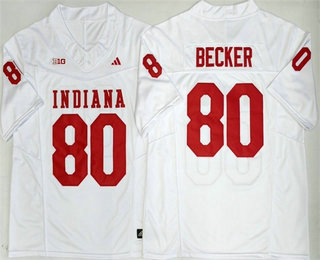 Men's Indiana Hoosiers #80 Charlie Becker White FUSE College Football Jersey