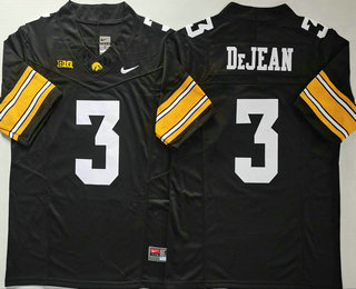 Men's Iowa Hawkeyes #3 Cooper DeJean Black FUSE College Stitched Jersey