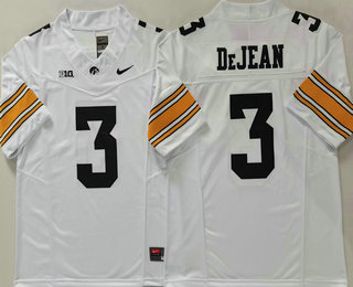 Men's Iowa Hawkeyes #3 Cooper DeJean White FUSE College Stitched Jersey