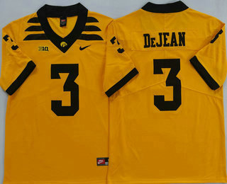 Men's Iowa Hawkeyes #3 Cooper DeJean Yellow College Football Jersey