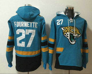 Men's Jacksonville Jaguars #27 Leonard Fournette NEW Teal Green Pocket Stitched NFL Pullover Hoodie