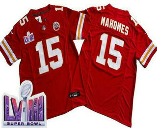 Men's Kansas City Chiefs #15 Patrick Mahomes Limited Red FUSE LVIII Super Bowl Vapor Jersey