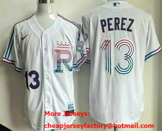 Men's Kansas City Royals #13 Salvador Perez White 2026 City Connect Stadium Jersey