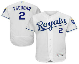 Men's Kansas City Royals #2 Alcides Escobar White Flexbase 2016 MLB Player Jersey