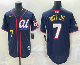 Men's Kansas City Royals #7 Bobby Witt Jr Navy 2025 All Star Limited Stitched Jersey