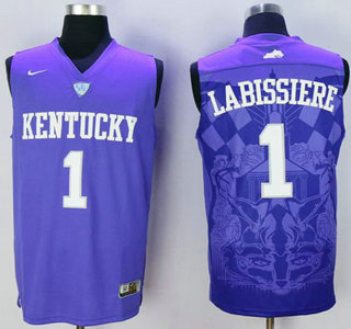 Men's Kentucky Wildcats #1 Skal Labissiere Purple College Basketball Jersey