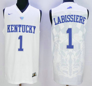 Men's Kentucky Wildcats #1 Skal Labissiere White 2016 College Basketball Swingman Jersey