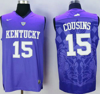 Men's Kentucky Wildcats #15 DeMarcus Cousins Purple College Basketball Jersey