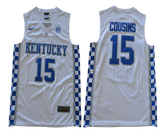 Men's Kentucky Wildcats #15 DeMarcus Cousins White College Basketball 2017 Nike Swingman Stitched NCAA Jersey