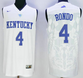 Men's Kentucky Wildcats #4 Rajon Rondo White 2016 College Basketball Swingman Jersey