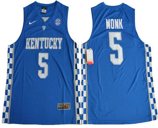Men's Kentucky Wildcats #5 Malik Monk Royal Blue College Basketball 2017 Nike Swingman Stitched NCAA Jersey