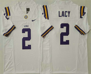 Men's LSU Tigers #2 Kyren Lacy White FUSE College Football Jersey