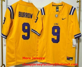 Men's LSU Tigers #9 Joe Burreaux Orange FUSE College Football Jersey