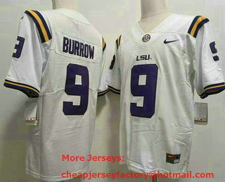 Men's LSU Tigers #9 Joe Burrow White 2017 Vapor Untouchable Stitched Nike NCAA Jersey 02