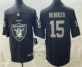 Men's Las Vegas Raiders #15 Fernando Mendoza Black Team Big Logo Vapor Limited Stitched Jersey