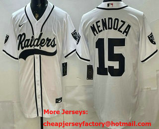 Men's Las Vegas Raiders #15 Fernando Mendoza White Cool Base Stitched Baseball Jersey
