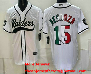 Men's Las Vegas Raiders #15 Fernando Mendoza White Mexico Cool Base Stitched Baseball Jersey
