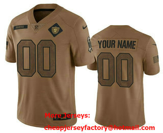 Men's Las Vegas Raiders Active Player Custom 2023 Brown Salute To Service Limited Stitched Football Jersey