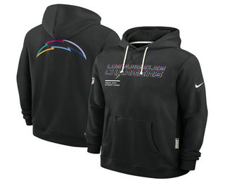 Men's Los Angeles Chargers Black 2025 Crucial Catch Club Pullover Hoodie