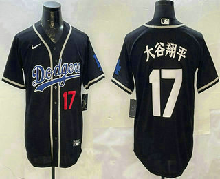 Men's Los Angeles Dodgers #17 Shohei Ohtani Black Limited Japanese Fashion Jersey