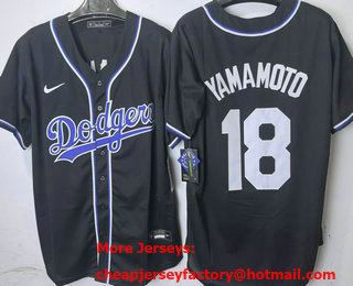 Men's Los Angeles Dodgers #18 Yoshinobu Yamamoto 2026 Black Fashion Cool Base Jersey