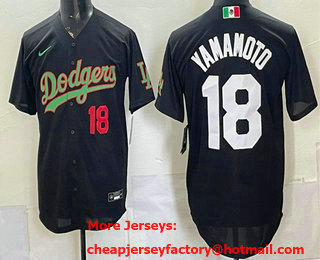 Men's Los Angeles Dodgers #18 Yoshinobu Yamamoto Black Mexico Limited Stitched Jersey